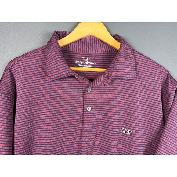 Vineyard Vines Other - Vineyard Vines Performance Polo Shirt Mens XL Maroon Blue Striped Short Sleeve